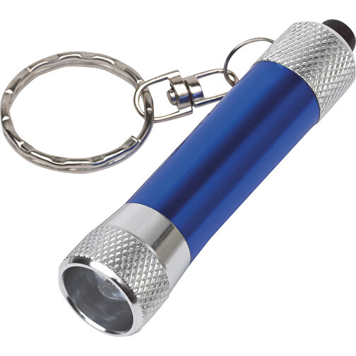 Schlüsselanhänger FLARE , blau, silber, Aluminium / Edelstahl, 7,00cm (Höhe), Bild 1