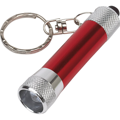 Schlüsselanhänger FLARE , rot, silber, Aluminium / Edelstahl, 7,00cm (Höhe), Bild 1