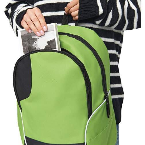 Rucksack CURVE , hellgrün, schwarz, 600D Polyester, 46,00cm x 19,00cm x 34,00cm (Länge x Höhe x Breite), Bild 10