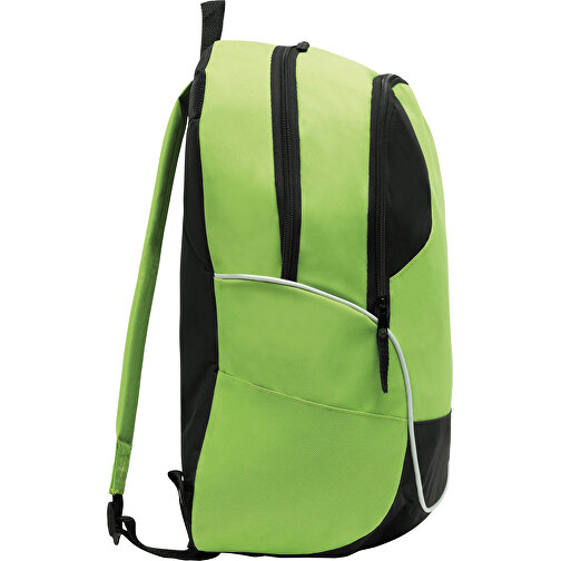 Rucksack CURVE , hellgrün, schwarz, 600D Polyester, 46,00cm x 19,00cm x 34,00cm (Länge x Höhe x Breite), Bild 4