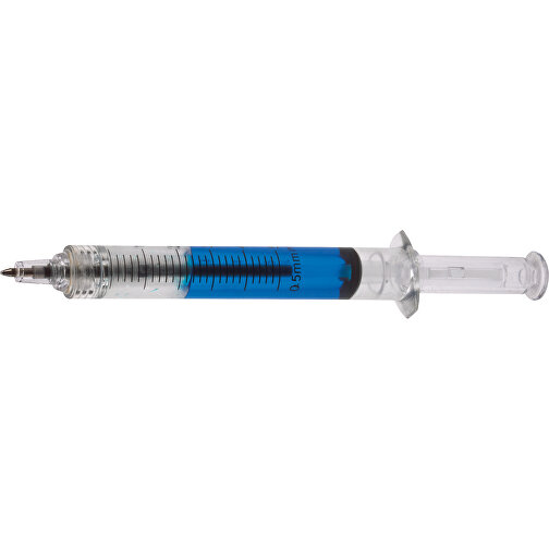 Transparenter Kugelschreiber INJECTION , blau, Kunststoff, 12,50cm (Länge), Bild 3