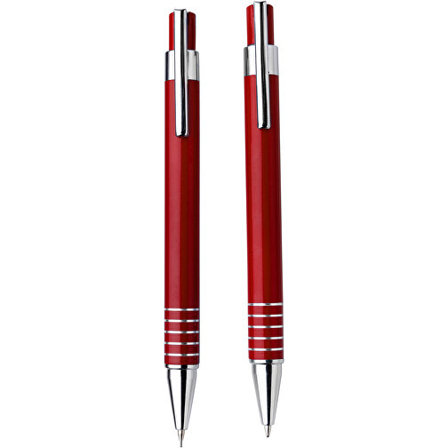 Schreibset Colour-Line , rot, Aluminium, Metall, 16,00cm x 1,50cm x 5,00cm (Länge x Höhe x Breite), Bild 1