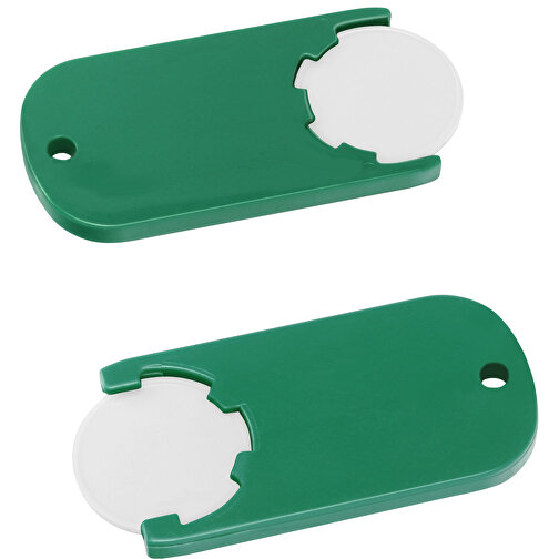 Chiphalter Mit 1€-Chip 'Alpha' , weiss, grün, ABS, 6,10cm x 0,40cm x 2,90cm (Länge x Höhe x Breite), Bild 1