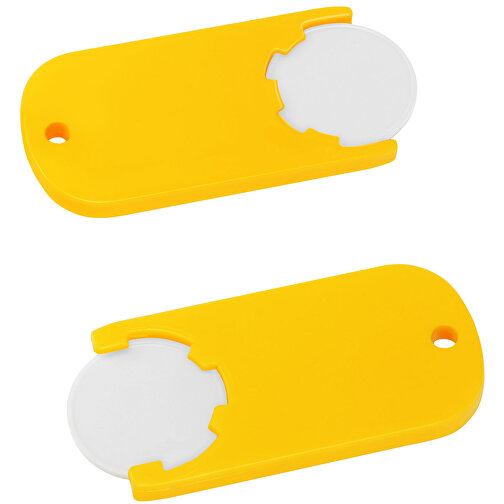 Chiphalter Mit 1€-Chip 'Alpha' , weiß, gelb, ABS, 6,10cm x 0,40cm x 2,90cm (Länge x Höhe x Breite), Bild 1