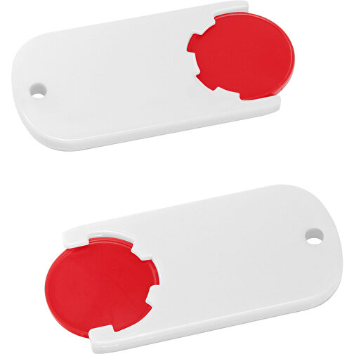 Chiphalter Mit 1€-Chip 'Alpha' , rot, weiß, ABS, 6,10cm x 0,40cm x 2,90cm (Länge x Höhe x Breite), Bild 1
