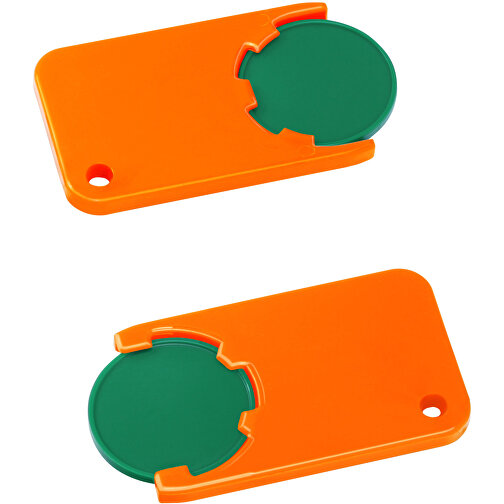 Chiphalter Mit 1€-Chip 'Beta' , grün, orange, ABS, 5,20cm x 0,30cm x 2,90cm (Länge x Höhe x Breite), Bild 1