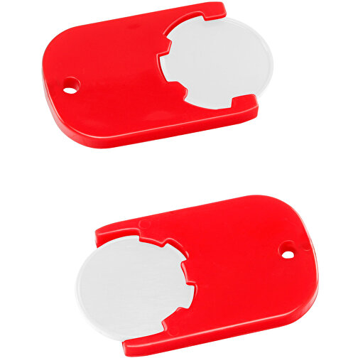 Chiphalter Mit 1€-Chip 'Gamma' , weiß, rot, ABS, 4,70cm x 0,40cm x 2,90cm (Länge x Höhe x Breite), Bild 1