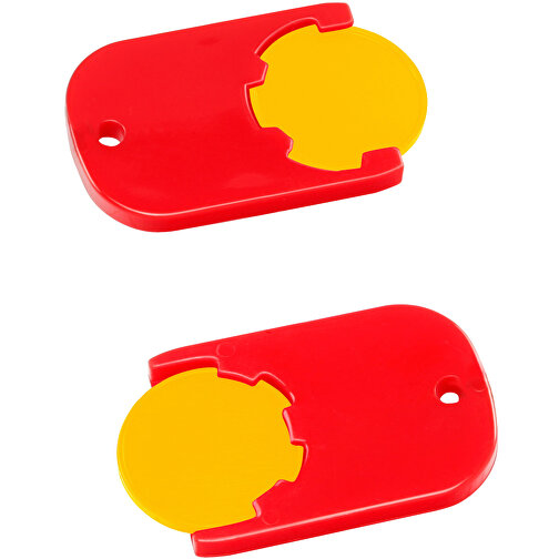 Chiphalter Mit 1€-Chip 'Gamma' , gelb, rot, ABS, 4,70cm x 0,40cm x 2,90cm (Länge x Höhe x Breite), Bild 1