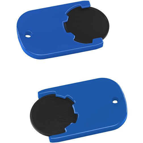 Chiphalter Mit 1€-Chip 'Gamma' , schwarz, blau, ABS, 4,70cm x 0,40cm x 2,90cm (Länge x Höhe x Breite), Bild 1