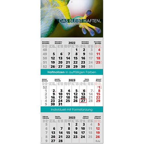 Faltbare Wand-Termin-Kalender, 3-Monats-Planer 'Exclusive' , grau, Papier, 78,40cm x 34,00cm (Höhe x Breite), Bild 1