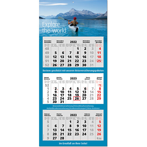 Faltbare Wand-Termin-Kalender, 3-Monats-Planer 'Large' , grau, Papier, 81,60cm x 38,00cm (Höhe x Breite), Bild 1