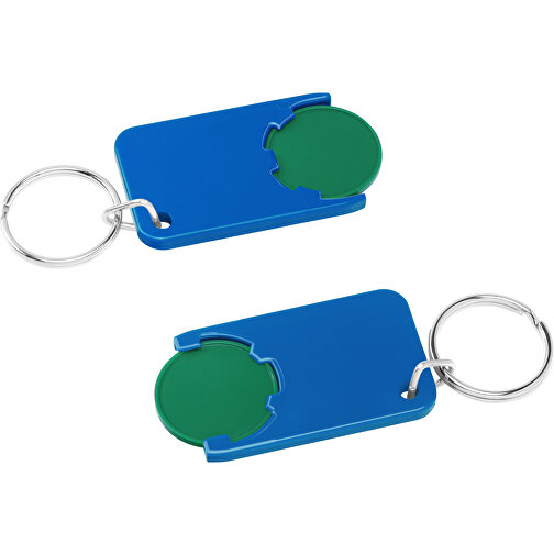 Chiphalter Mit 1€-Chip 'Beta' , grün, blau, ABS+MET, 5,20cm x 0,30cm x 2,90cm (Länge x Höhe x Breite), Bild 1