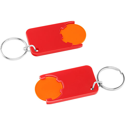 Chiphalter Mit 1€-Chip 'Beta' , orange, rot, ABS+MET, 5,20cm x 0,30cm x 2,90cm (Länge x Höhe x Breite), Bild 1