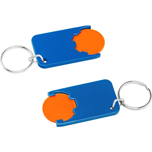 Chiphalter Mit 1€-Chip 'Beta' , orange, blau, ABS+MET, 5,20cm x 0,30cm x 2,90cm (Länge x Höhe x Breite), Bild 1