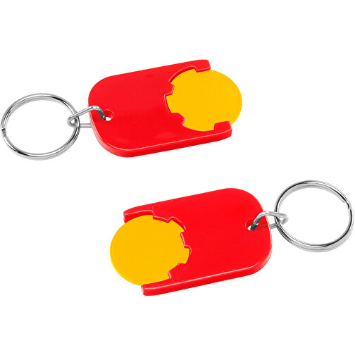 Chiphalter Mit 1€-Chip 'Gamma' , gelb, rot, ABS+MET, 4,70cm x 0,40cm x 2,90cm (Länge x Höhe x Breite), Bild 1