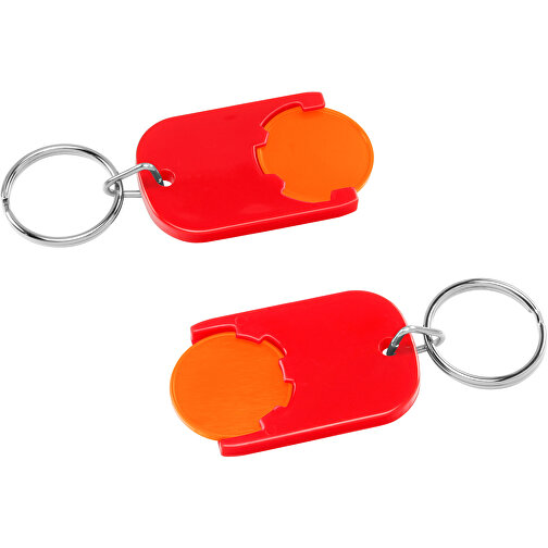 Chiphalter Mit 1€-Chip 'Gamma' , orange, rot, ABS+MET, 4,70cm x 0,40cm x 2,90cm (Länge x Höhe x Breite), Bild 1