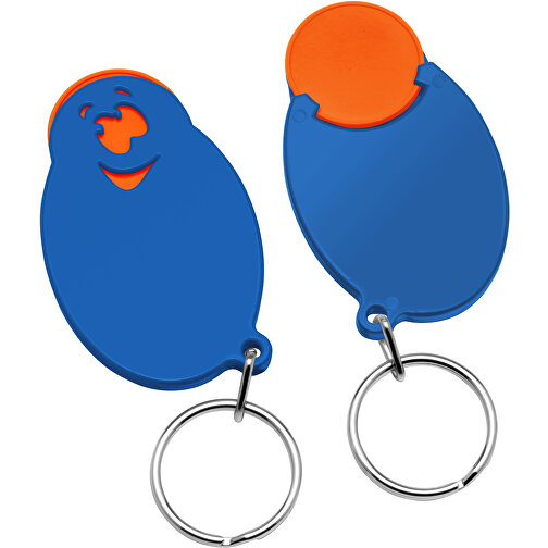 Chiphalter Mit 1€-Chip 'Gesicht' , orange, blau, ABS+MET, 5,90cm x 0,40cm x 3,50cm (Länge x Höhe x Breite), Bild 1