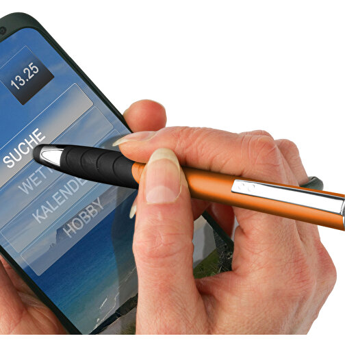 Touchscreen-Druckkugelschreiber 'Atlas' , orange, schwarz, ABS, 13,90cm (Länge), Bild 3
