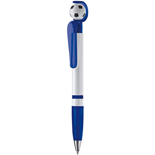 Fan Kugelschreiber Mit Fußball , blau, ABS, 14,50cm (Länge), Bild 1