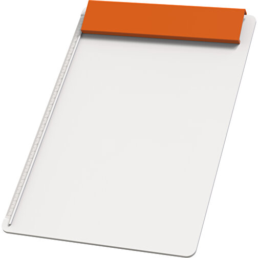 Klemmbrett DIN A4 'Alpha' , weiß, orange, PS, 34,20cm x 2,10cm x 23,20cm (Länge x Höhe x Breite), Bild 1