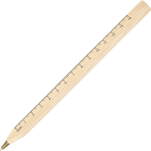 Vierkantkugelschreiber Mit Skala , Holz, 18,00cm (Länge), Bild 1