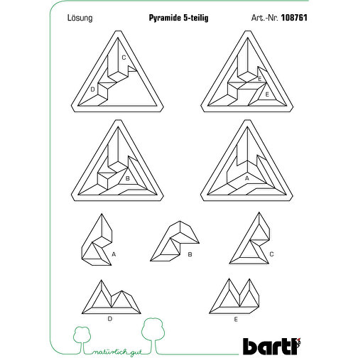 Pyramide, 5-teilig, Im Holzrahmen , Holz, 15,00cm x 11,50cm x 15,00cm (Länge x Höhe x Breite), Bild 3