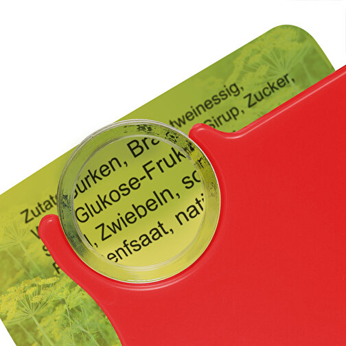 Chiphalter Mit 1€-Chip Und Lupe , gelb, rot, ABS+PS, 6,00cm x 0,40cm x 4,00cm (Länge x Höhe x Breite), Bild 3