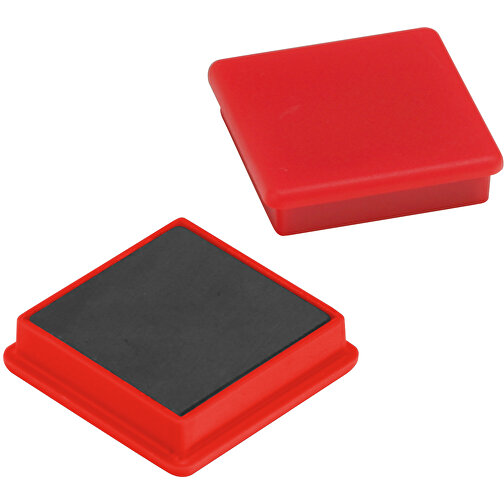 Magnet, Quadratisch , rot, PP+MET, 2,80cm x 0,70cm x 2,80cm (Länge x Höhe x Breite), Bild 1