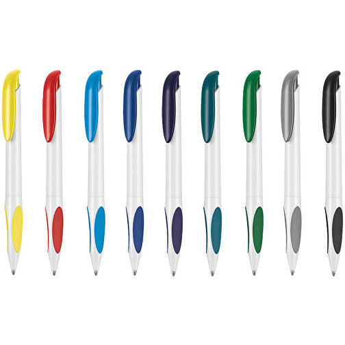 Kugelschreiber ATMOS , Ritter-Pen, weiß/zitronen-gelb, ABS-PP-Kunststoff, 14,50cm (Länge), Bild 4