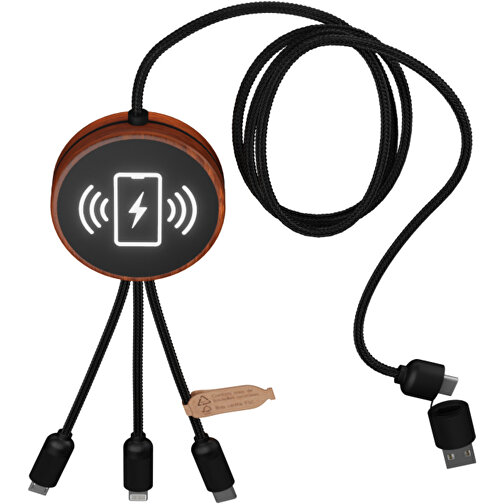 SCX.design C40 Câble de recharge 5 en 1 en rPET avec pad de recharge 10W et logo lumineux, Image 6