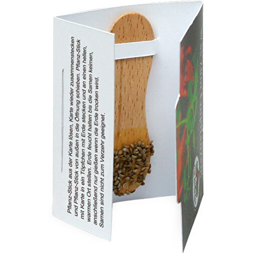 Pflanz-Stick Mit Samen - Basilikum , Holz, Papier, Wachs, Saatgut, 5,50cm x 8,00cm (Länge x Breite), Bild 1