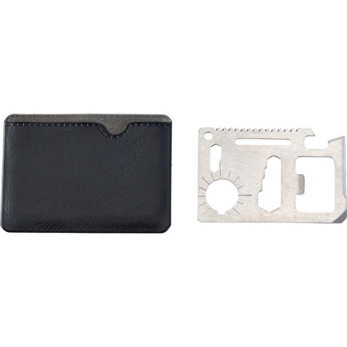 Multifunktionswerkzeug Im Kreditkarten-Format Roxie , schwarz, Metall, Edelstahl, 8,00cm x 0,30cm x 5,50cm (Länge x Höhe x Breite), Bild 1