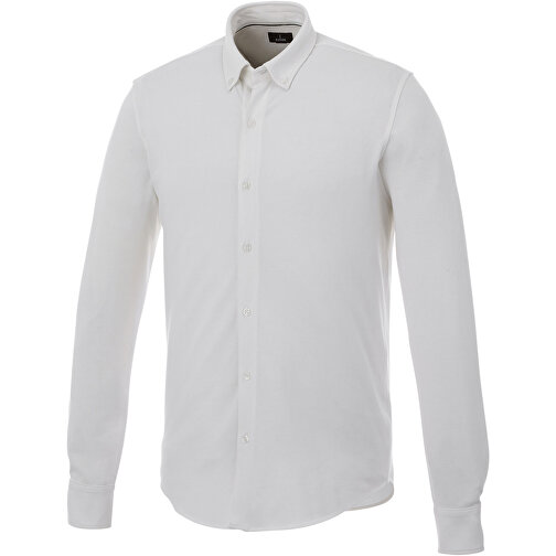 Bigelow Langarm Hemd , weiß, Double Pique Strick 95% Baumwolle, 5% Elastan, 200 g/m2, M, , Bild 1