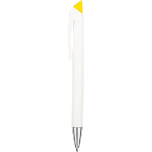 Kugelschreiber Roxi Weiß , Promo Effects, weiß / gelb, Kunststoff, 14,10cm (Länge), Bild 2