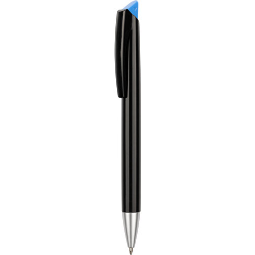 Kugelschreiber Roxi Schwarz , Promo Effects, schwarz / hellblau, Kunststoff, 14,10cm (Länge), Bild 1