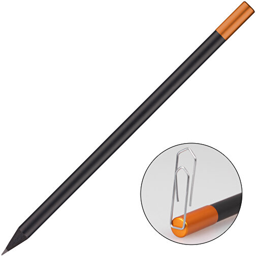 Bleistift Mit Magnet Und Metallkappe , schwarz, Metallkappe kupfer, Holz, 17,60cm x 0,70cm x 0,70cm (Länge x Höhe x Breite), Bild 1