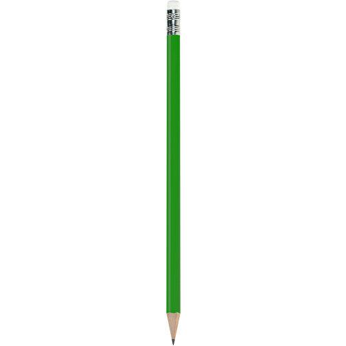 Bleistift Rund, Lackiert, Mit Radierer , grün/weiß, Holz, 18,50cm x 0,70cm x 0,70cm (Länge x Höhe x Breite), Bild 1