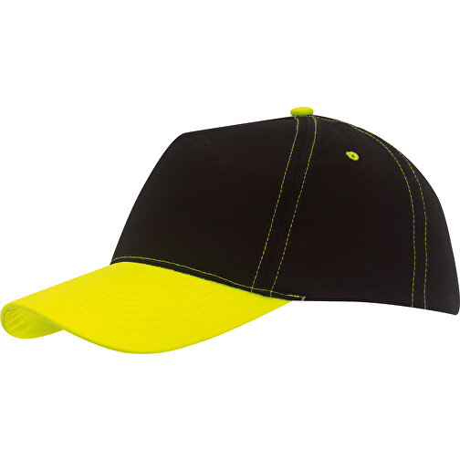 5-Panel-Baseball-Cap SPORTSMAN , gelb, schwarz, 90% Baumwolle / 10% Polyester, 1,00cm (Länge), Bild 1