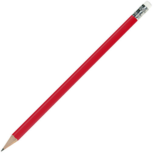 Bleistift Rund, Lackiert, Mit Radierer , rot/weiss, Holz, 18,50cm x 0,70cm x 0,70cm (Länge x Höhe x Breite), Bild 2