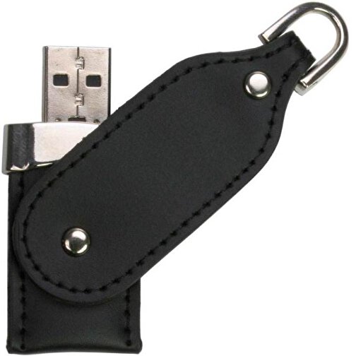 USB-Stick DELUXE 4GB , Promo Effects MB , schwarz MB , 4 GB , Kunstleder MB , 3 - 10 MB/s MB , 8,30cm x 2,70cm (Länge x Breite), Bild 1