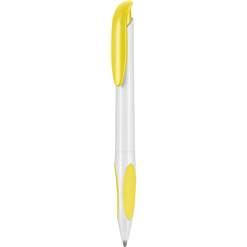 Kugelschreiber ATMOS , Ritter-Pen, weiß/zitronen-gelb, ABS-PP-Kunststoff, 14,50cm (Länge), Bild 1