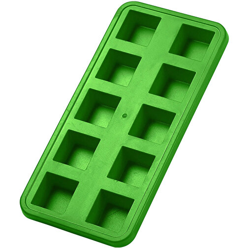 Eiswürfelform 'Quadrate' , grasgrün, Kunststoff, 22,00cm x 2,20cm x 10,50cm (Länge x Höhe x Breite), Bild 1