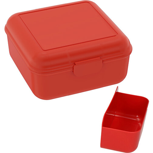 Vorratsdose 'Cube' Deluxe, Mit Trennschale , standard-rot, Kunststoff, 14,00cm x 6,50cm x 14,00cm (Länge x Höhe x Breite), Bild 1