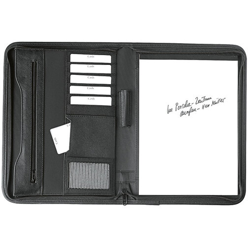 Schreibmappe A4 Mit RV , schwarz, Polyester, 34,50cm x 2,00cm x 25,50cm (Länge x Höhe x Breite), Bild 1