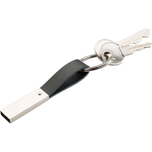 USB-Stick Elegance 1GB , Promo Effects MB , schwarz MB , 1 GB , Metall, Leder MB , 3 - 10 MB/s MB , 8,30cm x 0,45cm x 1,20cm (Länge x Höhe x Breite), Bild 2