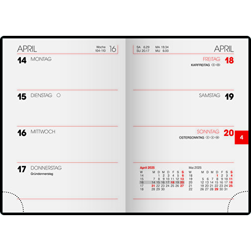 Mini-Taschenkalender , Brunnen, schwarz, Kunststofffolie, 7,20cm x 0,60cm x 10,20cm (Länge x Höhe x Breite), Bild 1