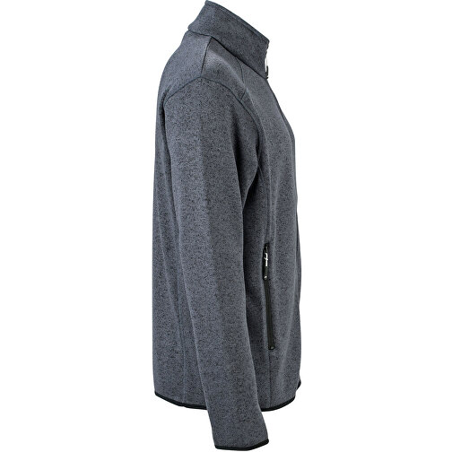 Men’s Knitted Fleece Jacket , James Nicholson, dunkelgrau-melange / silber, XXL, , Bild 3