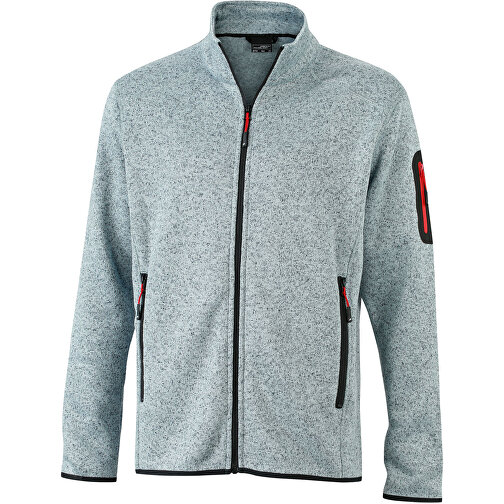 Men’s Knitted Fleece Jacket , James Nicholson, hellgrau-melange / silber, XL, , Bild 1