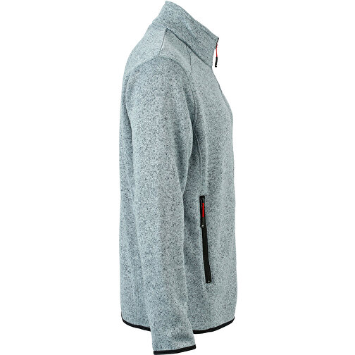 Men’s Knitted Fleece Jacket , James Nicholson, hellgrau-melange / silber, S, , Bild 3