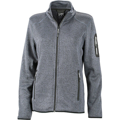 Ladies’ Knitted Fleece Jacket , James Nicholson, dunkelgrau-melange / silber, S, , Bild 1